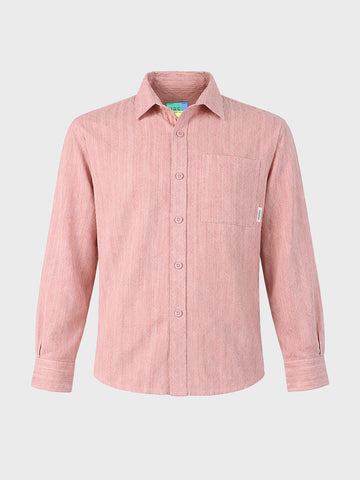 Men's Pink Oversized Fit Textured Casual Shirts