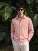 Men's Pink Regular Fit Textured Casual Shirts