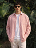 Men's Pink Oversized Fit Textured Casual Shirts