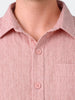 Men's Pink Regular Fit Textured Casual Shirts
