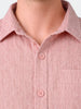 Men's Pink Oversized Fit Textured Casual Shirts