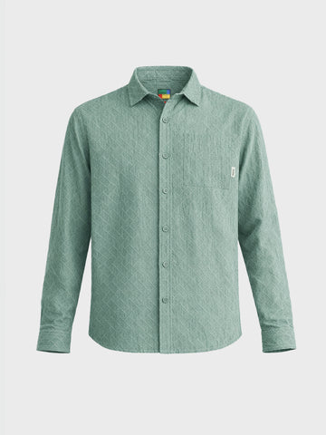 Men's Green Oversized Fit Textured Casual Shirts