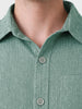 Men's Green Regular Fit Textured Casual Shirts