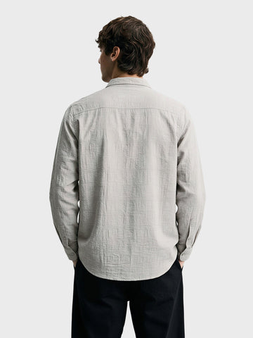 Men's Grey Regular Fit Textured Resort Wear Shirt