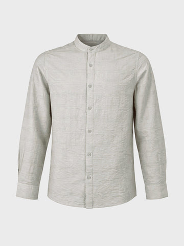 Men's Grey Regular Fit Textured Resort Wear Shirt