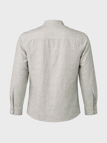 Men's Grey Regular Fit Textured Resort Wear Shirt