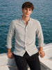 Men's Grey Regular Fit Textured Resort Wear Shirt
