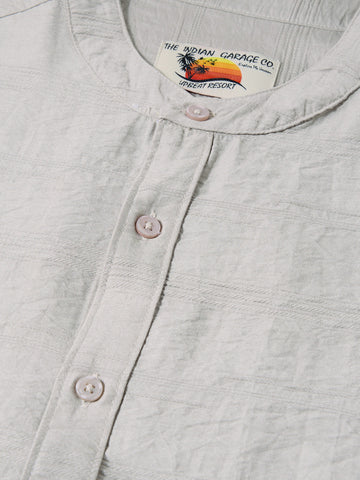 Men's Grey Regular Fit Textured Resort Wear Shirt