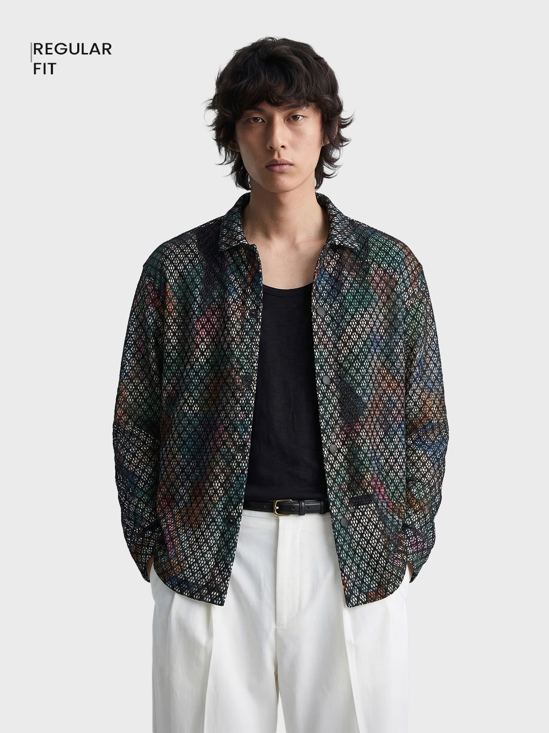 Men's Multicolor Regular Fit Textured Casual Shirts