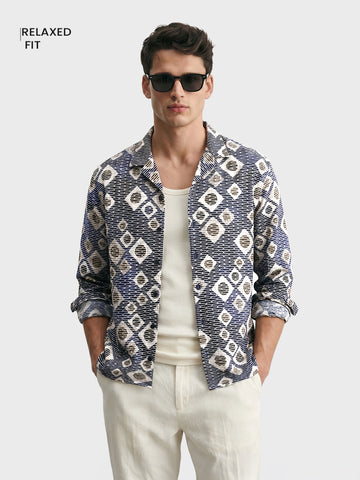 Men's Blue Relaxed Fit Solid Casual Shirt