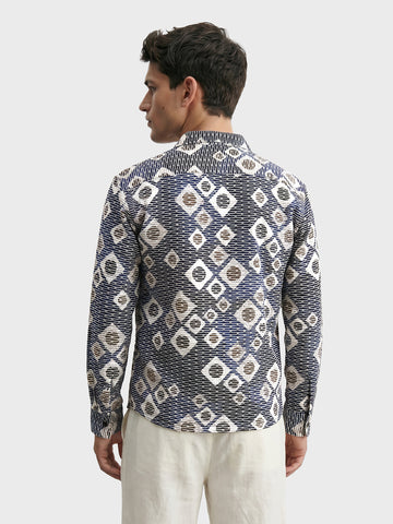 Men's Blue Relaxed Fit Solid Casual Shirt