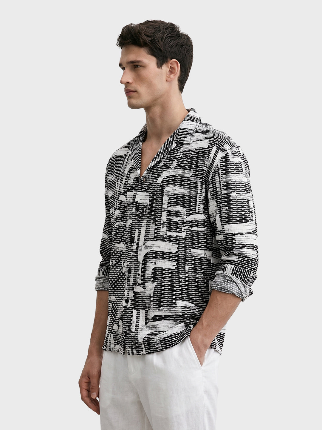 Men's Black Relaxed Fit Solid Casual Shirt