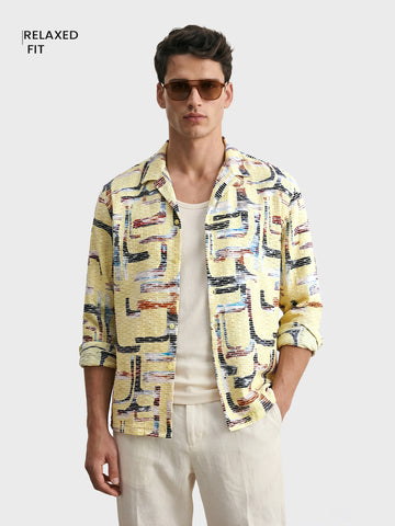 Men's Yellow Relaxed Fit Solid Casual Shirt