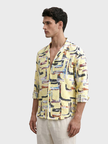 Men's Yellow Relaxed Fit Solid Casual Shirt