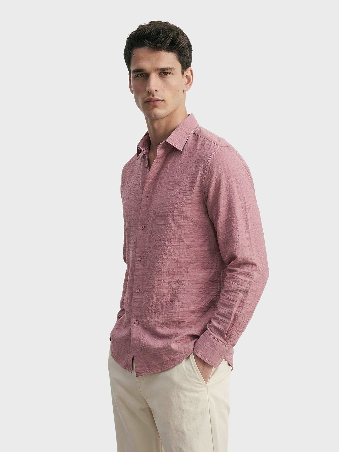 Men's Purple Regular Fit Solid Casual Shirt