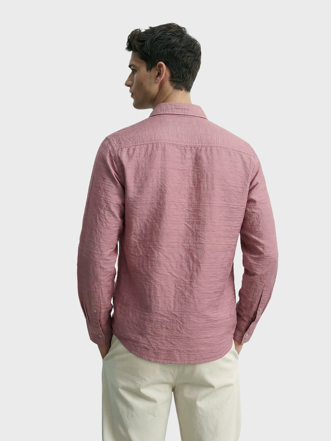 Men's Purple Regular Fit Solid Casual Shirt