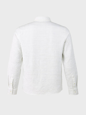 Men's White Regular Fit Textured Casual Shirt