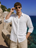 Men's White Regular Fit Textured Casual Shirt