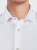 Men's White Regular Fit Textured Casual Shirt