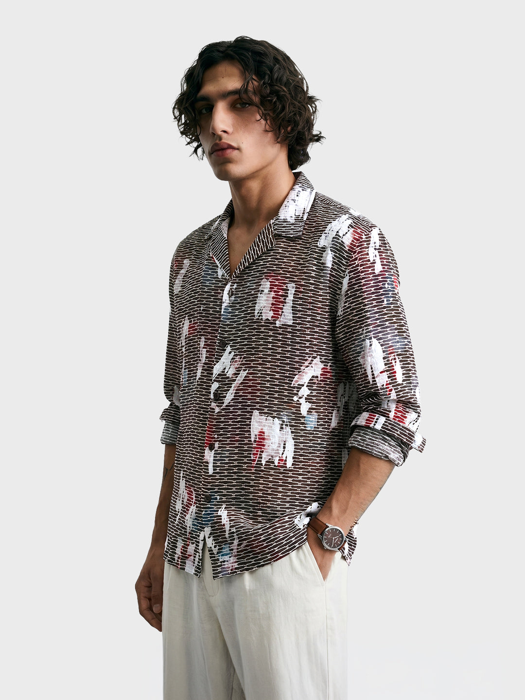 Men's Grey Relaxed Fit Solid Casual Shirt