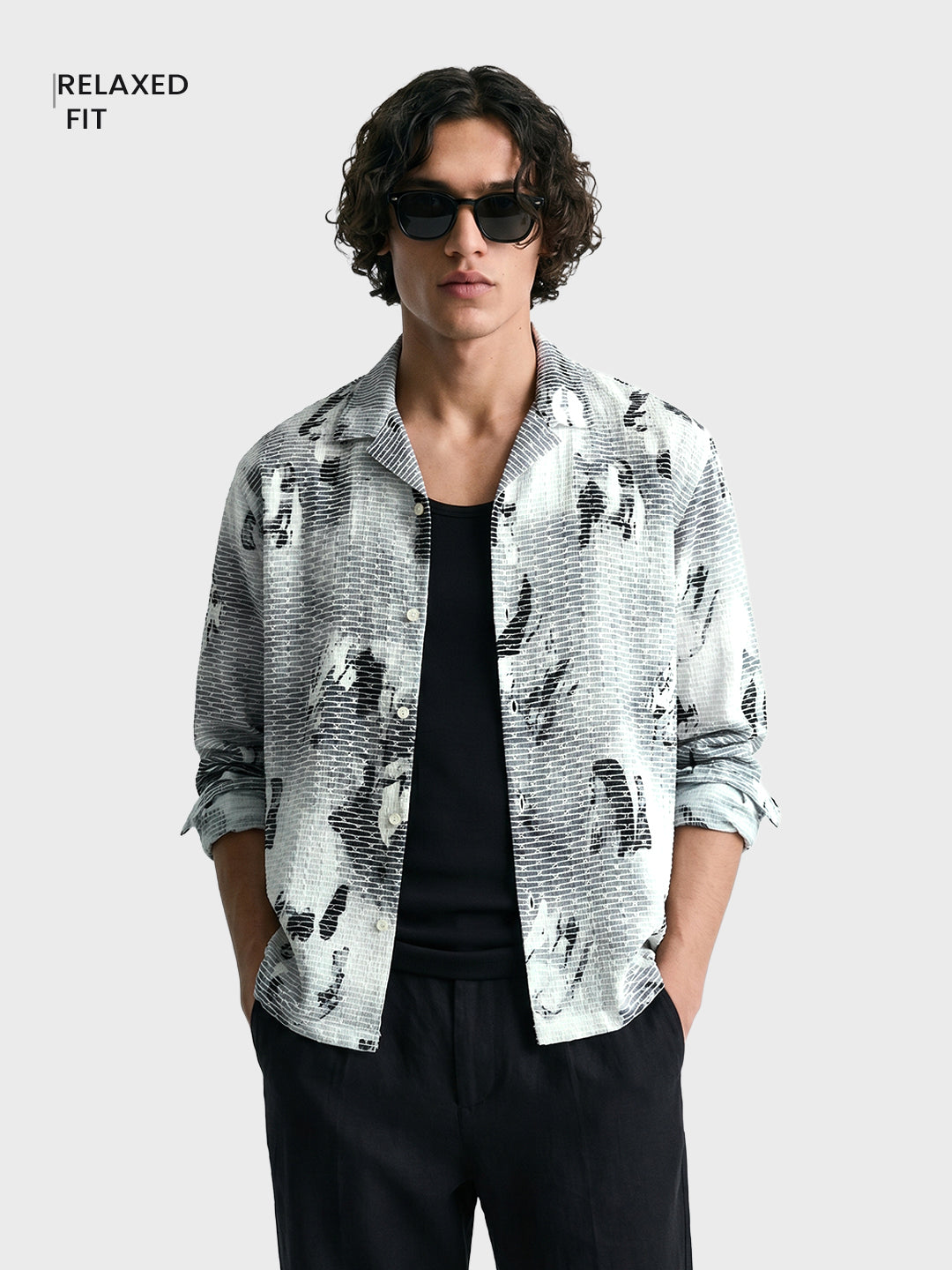 Men's Grey Relaxed Fit Solid Casual Shirt