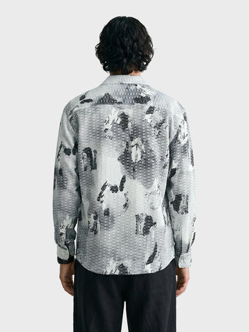 Men's Grey Relaxed Fit Printed Casual Shirt