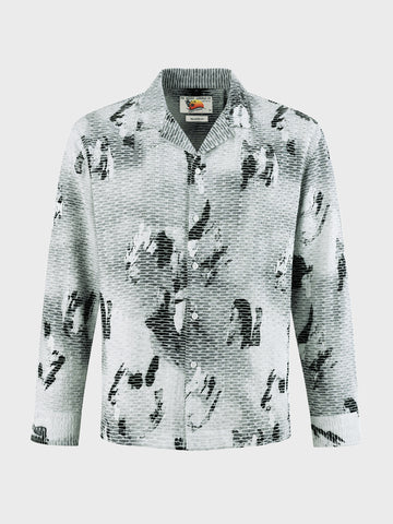 Men's Grey Relaxed Fit Printed Casual Shirt
