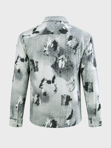 Men's Grey Relaxed Fit Printed Casual Shirt