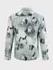 Men's Grey Relaxed Fit Printed Casual Shirt