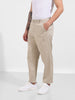 Men's Khaki Relaxed Fit Solid Casual Trousers