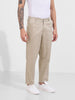 Men's Khaki Relaxed Fit Solid Casual Trousers