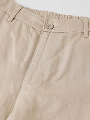 Men's Khaki Relaxed Fit Solid Casual Trousers