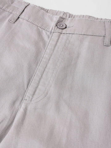 Men's Grey Relaxed Fit Solid Casual Trousers