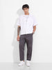 Men's Grey Relaxed Fit Solid Casual Trousers