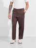 Men's Brown Relaxed Fit Solid Casual Trousers