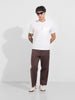 Men's Brown Relaxed Fit Solid Casual Trousers