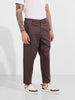 Men's Brown Relaxed Fit Solid Casual Trousers