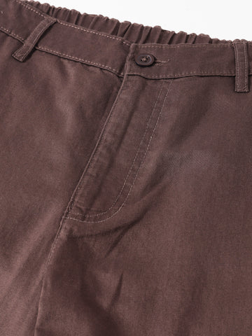 Men's Brown Relaxed Fit Solid Casual Trousers
