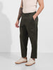 Men's Green Relaxed Fit Solid Casual Trousers