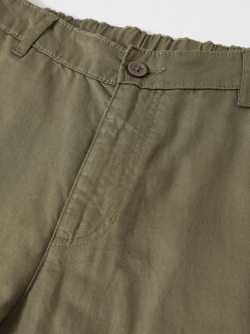 Men's Green Relaxed Fit Solid Casual Trousers