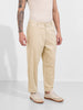 Men's Cream Relaxed Fit Solid Casual Trousers
