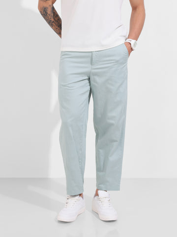 Men's Green Relaxed Fit Solid Casual Trousers