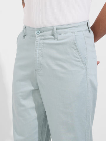 Men's Green Relaxed Fit Solid Casual Trousers