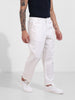 Men's White Relaxed Fit Solid Casual Trousers