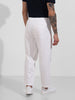 Men's White Relaxed Fit Solid Casual Trousers