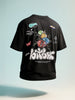 Men's Black Relaxed Fit Embroided 240 GSM Casual T-Shirt