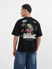 Men's Black Relaxed Fit Embroided 240 GSM Casual T-Shirt