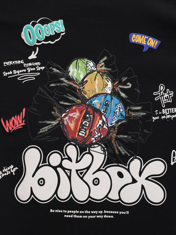 Men's Black Relaxed Fit Embroided 240 GSM Casual T-Shirt