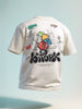 Men's Cream Relaxed Fit Embroided 240 GSM Casual T-Shirt