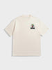 Men's Cream Relaxed Fit Embroided 240 GSM Casual T-Shirt